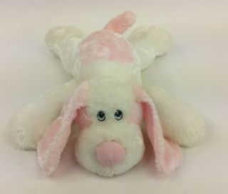 Aurora Puppy Dog Pink White Satin Tummy Ears Baby Plush Stuffed Animal 13 "