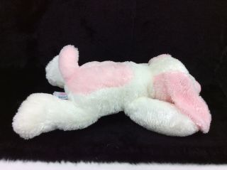 Aurora Puppy Dog Pink White Satin Tummy Ears Baby Plush Stuffed Animal 13 