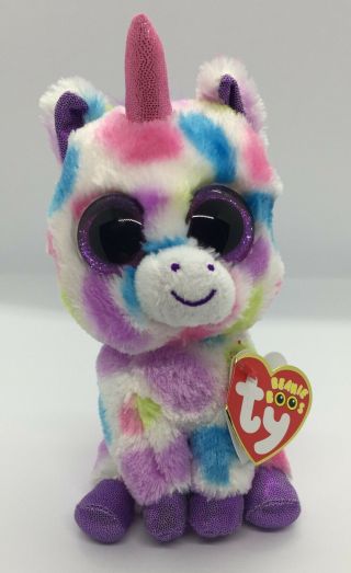 Ty Beanie Boo " Wishful " Polka Dot Unicorn W/tag " 6 ",  Purple Glitter Eyes