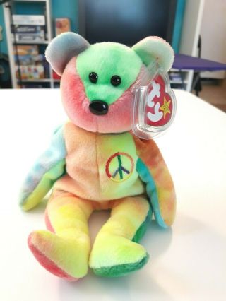 Rare Ty Peace Bear Beanie Baby Retired With Tags Many Errors