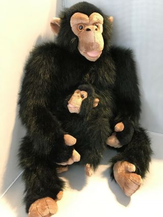Planet Earth Xl Chimpanzee Plush 26 " Stuffed Animal Mother & Baby Toy Monkey