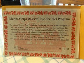 TY Valentino Beanie Baby from the 1998 Marine Corps Toys For Tots Program 3