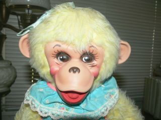 Vintage The Rushton Co Rubber Face Female Dressed Monkey Chimp 15 " Stuffed Toy