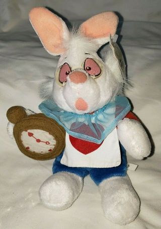 Walt Disney World White Rabbit - Alice In Wonderland 12 " Bean Bag Plush W/ Clock