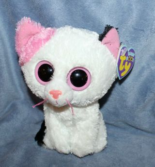 Ty Beanie Boos 6 " Muffin White Pink Black Kitty Cat Solid Pink Eyes 2012 Nwt