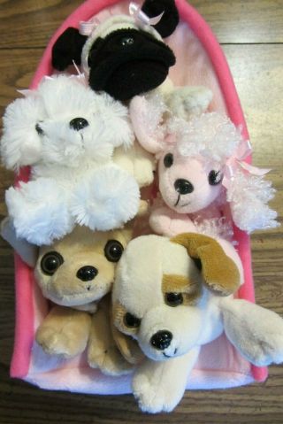 Unipak Plush Pink Dog Puppy House Carrier With 5 Puppies