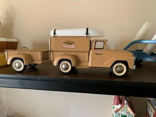 Vintage Tonka Sportsman Pick Up Truck,  Trailer & Boat And Straps