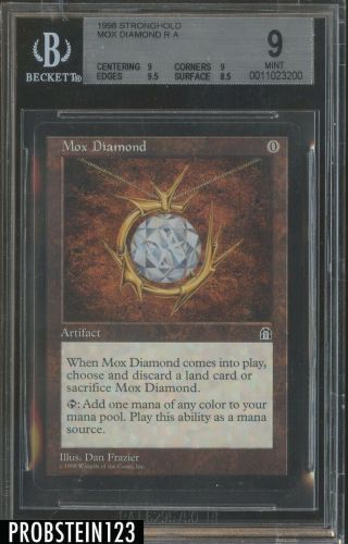 1998 Magic The Gathering Mtg Stronghold Mox Diamond R A Bgs 9 W/ 9.  5