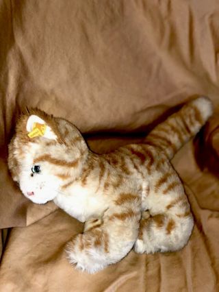 Vintage Steiff Tabby Cat 2728/22,  Ear Tag,  Orange & White,