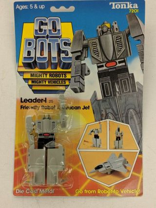 Gobots Leader - 1 Tonka 1984 Friendly Robot Jet Plane Grey Die - Cast On Card