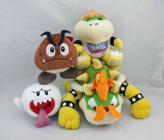Set Of 4 Mario Brothers Bowser Jr.  And King Koopa Goomba Ghost Plush Toys