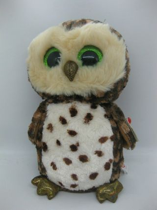 Ty Beanie Boos Buddy 9 " Medium Sammy The Owl Plush Stuffed Animal W/heart Tags