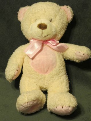 Russ Baby Rikey Austin Creme Pink Teddy Bear Plush Rattle 11 "
