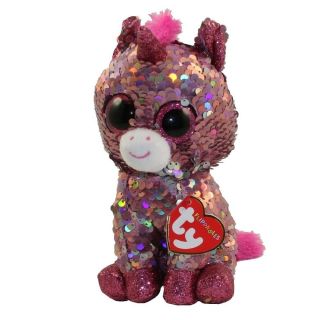 Ty Beanie Boos Flippables 6 " Sparkle Color Changing Sequins Unicorn Plush Mwmts