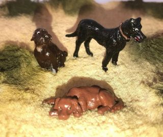 3 Dogs Different Breeds Laying/Sitting/Standing Metal FIgures 54mm Britians? 2
