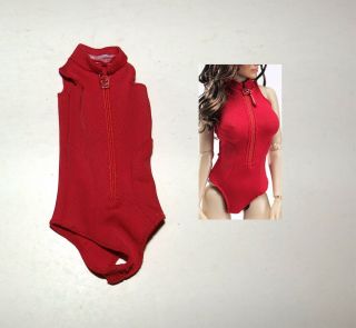 1/6 Scale Female Smcg Red Spandex Scuba Swimsuit Zipper Closure Basics