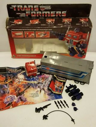 Transformers G1 1984 Optimus Prime Autobot Commander 100 Complete Cib W/box Og