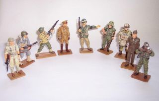 9 X Del Prado Die Cast Metal Soldiers Figures - Usa Military Wwii 1966 & 1918