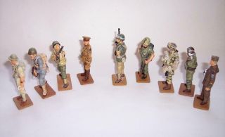 9 x DEL PRADO Die Cast Metal SOLDIERS FIGURES - USA Military WWII 1966 & 1918 5