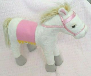 2008 Pottery Barn Kids White Plush Horse Pink Saddle Retired - 18 " Doll Toy