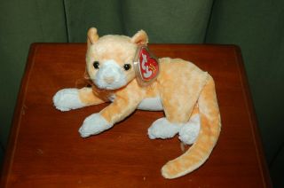 Tabs The Orange And White Tabby Cat - Retired - Ty Beanie Baby - Mwmt