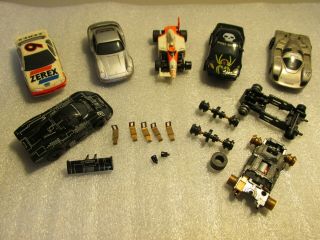 (6) Aurora Tomy Cars With Extra Chassis & Parts,