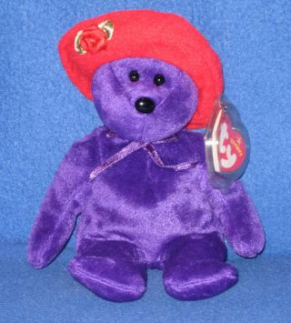 Ty Ruby The Bear (red Hat Society) Beanie Baby - With Tags -
