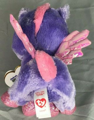 Ty Beanie Boos Purple & Pink Athena Pegasus Unicorn Wings Claires Plush Stuffed 4