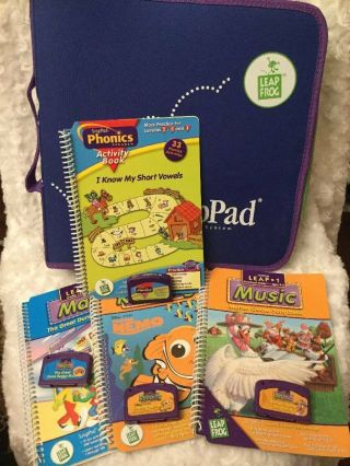 Leap Frog Leappad Cartridges & Carrying Case Finding Nemo Music Math Reading
