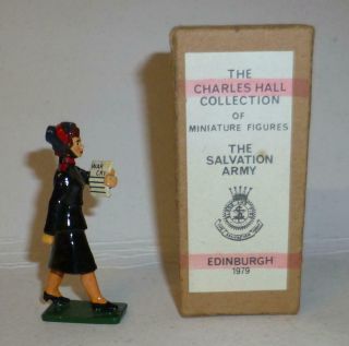 Charles Hall White Metal Boxed Salvation Army Lady With War Cry Leaflets - 1979