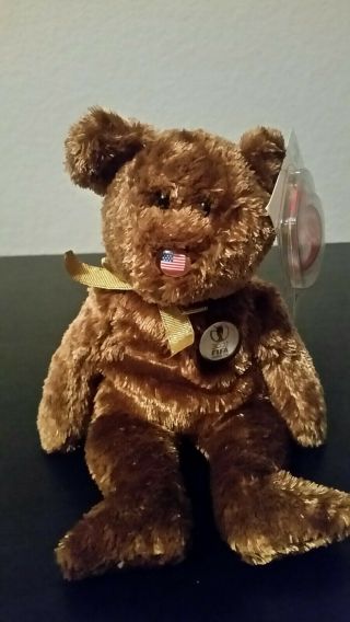 Champion The Bear Ty Beanie Baby Fifa World Cup United States Bear 2002