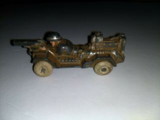 Vintage Barclay Manoil Toy Lead Soldier Wwi Gunner Cannon Vehicle Jeep 51