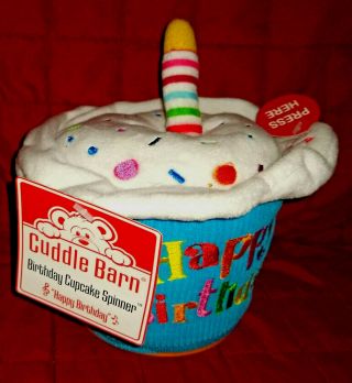 Cuddle Barn Birthday Cupcake Spinner Animated Plush Sings Happy Birthday Tags