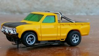 Aurora/afx Datsun Pickup Slot Car Yellow/black Strong Running Very