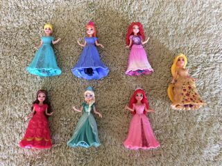 7 Disney Princess Magic Clip Dolls with clothes 16 Dresses Anna,  Elsa,  Ariel, 2