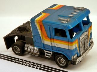 Tyco Us - 1 Trucking Kenworth Cab - Over Semi Truck Blue W/stripes Slot Car Us1 Ho