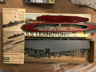 Renwal U.  S.  S Lexington Aircraft Carrier Only 1st Issue Kit 607 1/500 Scale 85