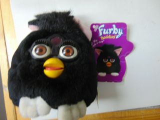 Vintage 1999 Furby Buddies Black Pink Ears Brown Eyes With Tag Toy