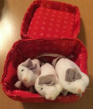 Folkmanis 3 Mice In A Gift Box Finger Puppet 4 "