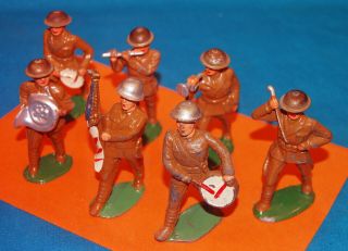 Vintage Wwii Era Barclay Manoil Cast Metal 7 Man Toy Soldier Army Band