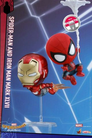 Spider - Man Homecoming Web - Swinging Spidey And Iron Man Mark Xlvii Set Cosb368
