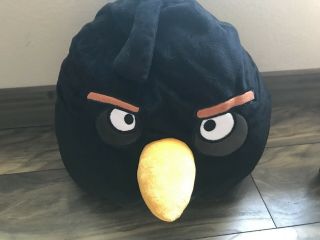 Angry Birds Rovio Plush Large 12” X 13” Pillow Black Bomb Bird Stuffed Toy