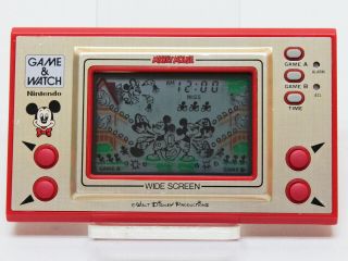 Game & Watch Mickey Mouse Wide Screen 1981 Nintendo Game Device Mc - 25
