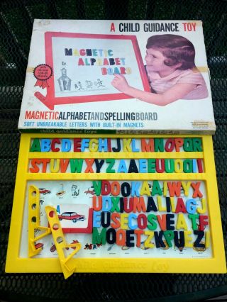Vtg Child Guidance Magnetic Alphabet & Spelling Board And Extra Letters