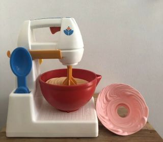 Vintage Fisher Price Fun With Food Stand Mixer With Utensils Bowl Batters