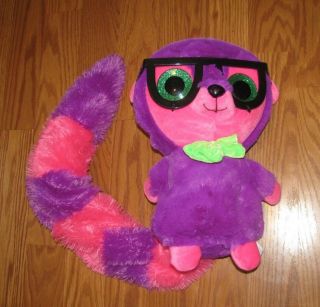 Ideal Toys Direct Large Big Eyes Lemur Plush Stuffed Animal Purple Pink 13 "