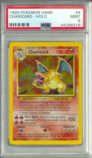 1999 Pokemon Game Charizard - Holo Card 4 Psa 9