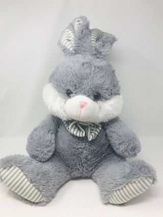 Kellytoy 19 " Plush Bunny Rabbit Baby Bow Tie Gray White Striped Feet Soft Easter