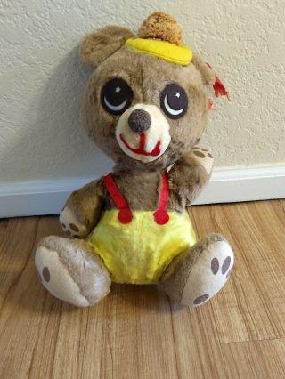 13 " Vtg Ideal Bear Plush Red Suspenders Yellow Pants Star Eyes 50s 60s Made Usa