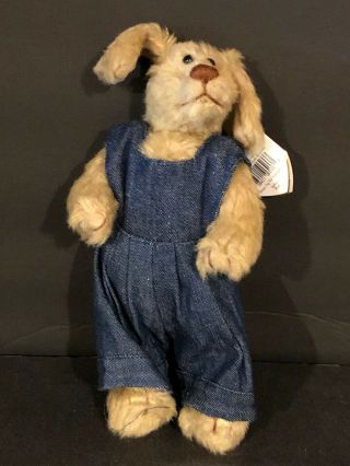 (1) Ty 1992 8 " Attic Treasure 6033 Bear " Murphy " With Blue Overalls